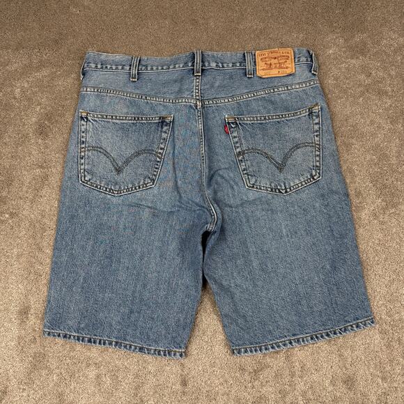 Blue Levi's 505 Regular Fit Jean Shorts Jorts Size 38 Skate Dad Grunge - Picture 3 of 7